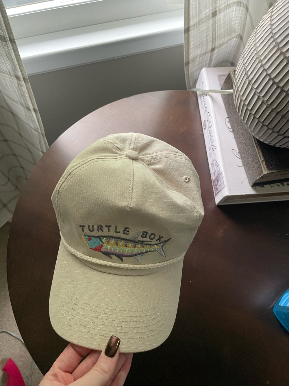 mens Beige Rope-Front Cap - Picture 2 of 3